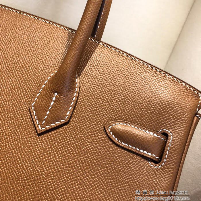 HERMES愛馬仕 鉑金包 Birkin 30cm Epsom 37 Gold 金棕 銀扣 頂級工藝 純手縫蠟線 時尚手提包  Ama1213